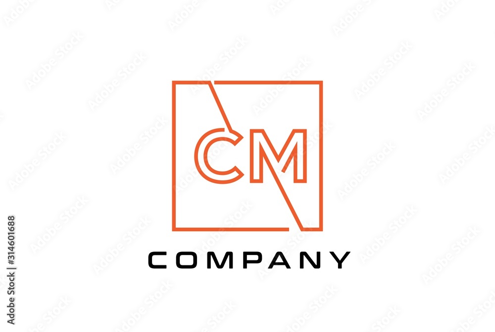 Orange square initial letter CM line logo design vector graphic Orange square initial letter CM line logo design vector graphic