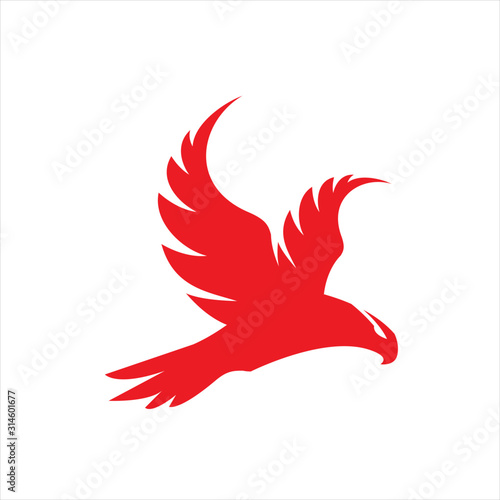 red hawk falcon eagle vector Logo design icon illustration Template