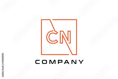 Free Download Orange square initial letter CN line logo design vector graphic - GFXLoad