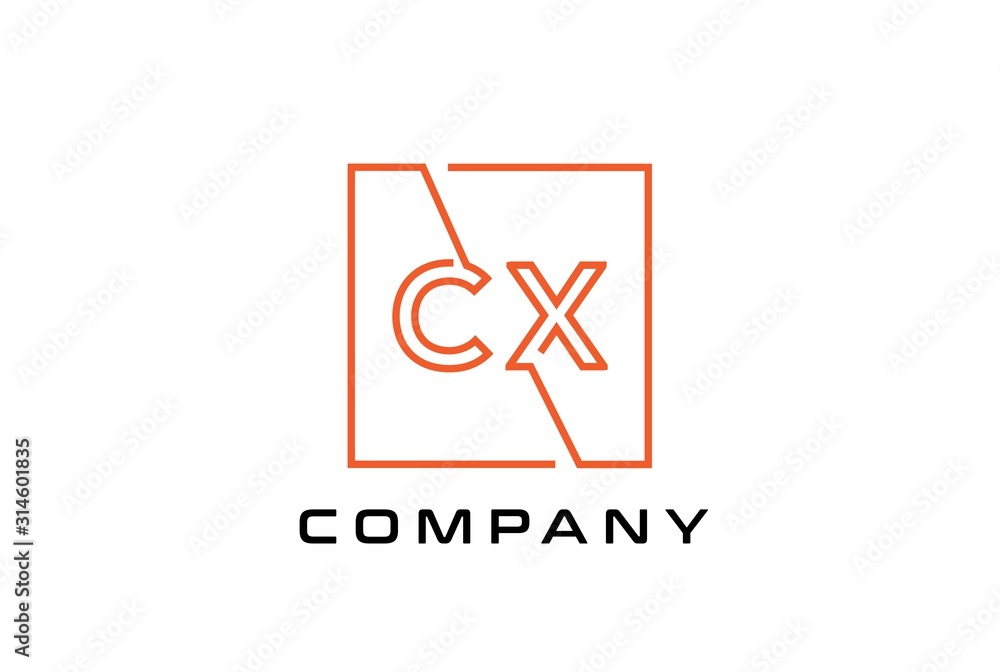 Orange square initial letter CX line logo design vector graphic Orange square initial letter CX line logo design vector graphic