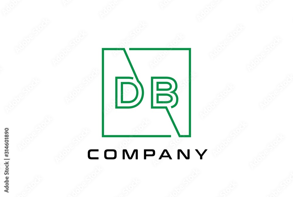 Green square initial letter DB line logo design vector graphic Green square initial letter DB line logo design vector graphic