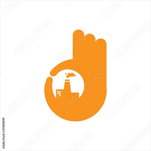 thumbs up for good factory logo design sign symbol vector illustration