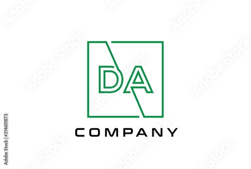 Free Download Green square initial letter DA line logo design vector graphic - GFXLoad