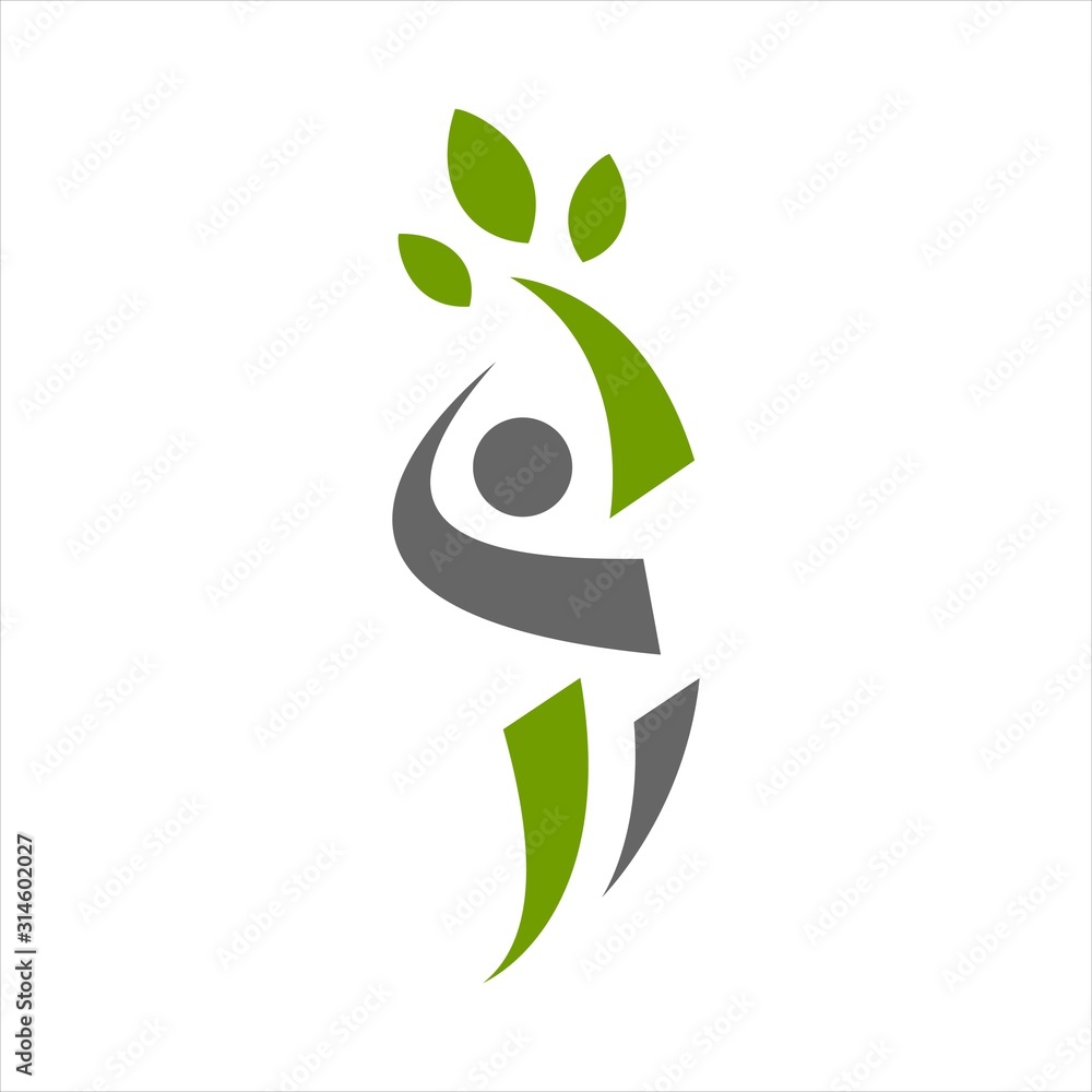 abstract healthy people logo with herbal and green elements abstract healthy people logo with herbal and green elements