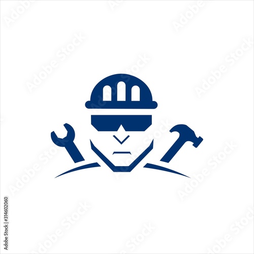 super handyman logo vector design people with tools concept inspiration