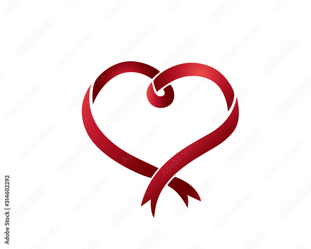Love ribbon valentine days background logo design inspiration