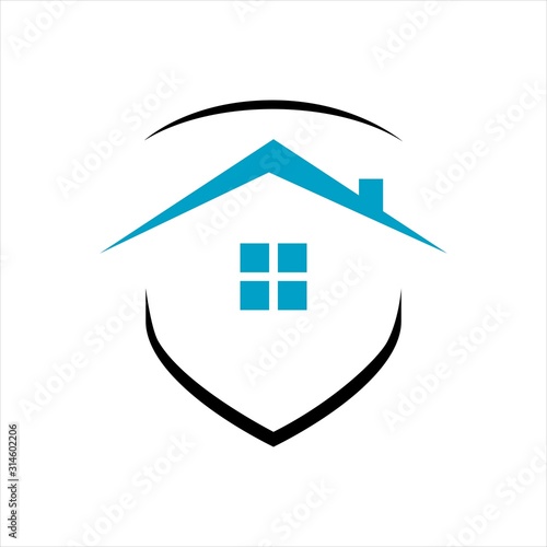 modern house protection home security logo design vector template illustration