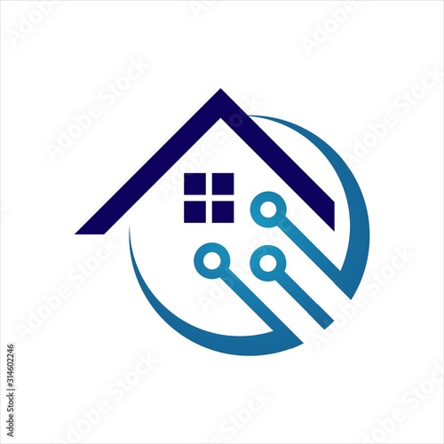 modern house protection home security logo design vector template illustration