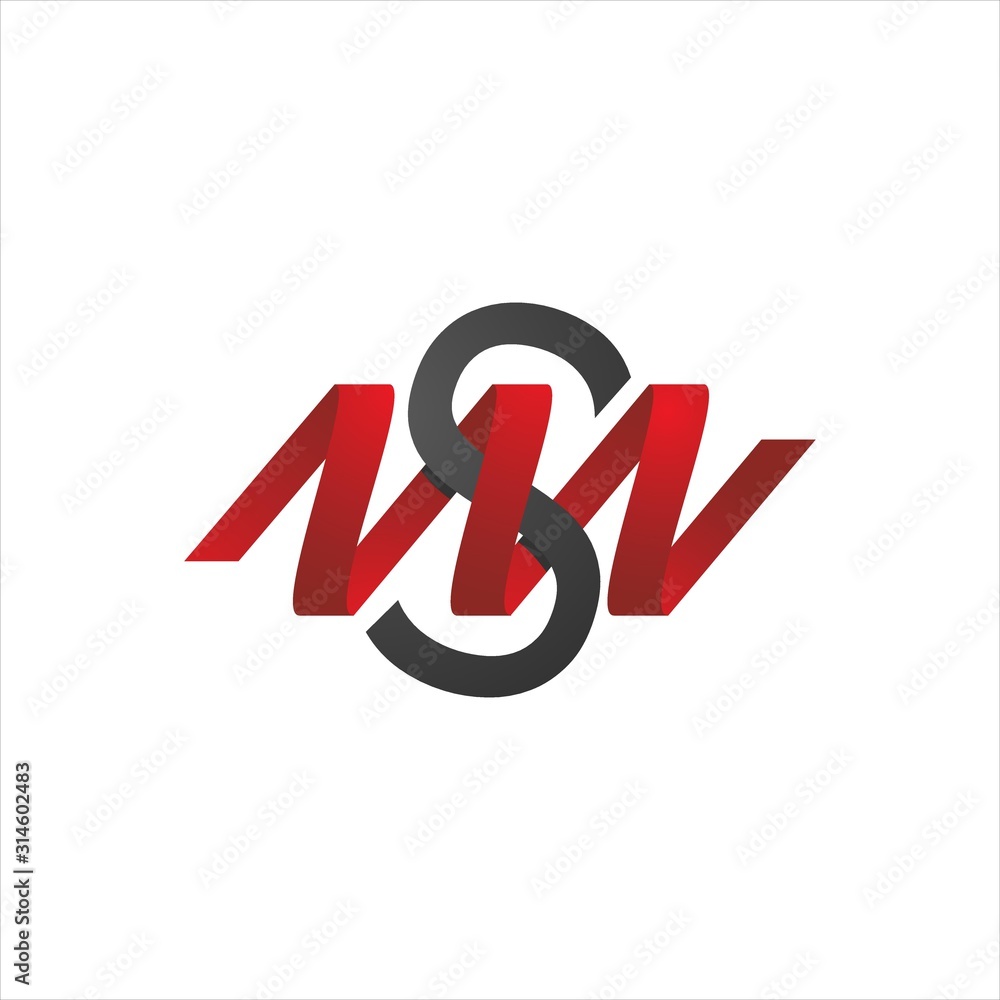 stylish 3 letter logo design initial NSW sporty icon vector illustration stylish 3 letter logo design initial NSW sporty icon vector illustration