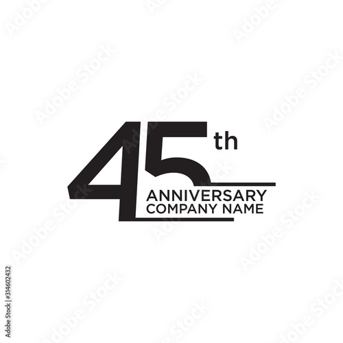 45th year anniversary icon logo design template