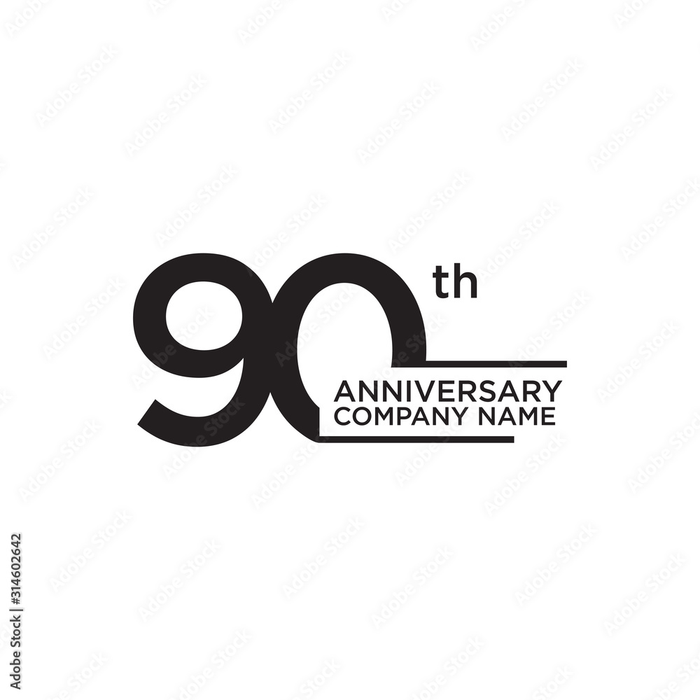 90th year anniversary icon logo design template