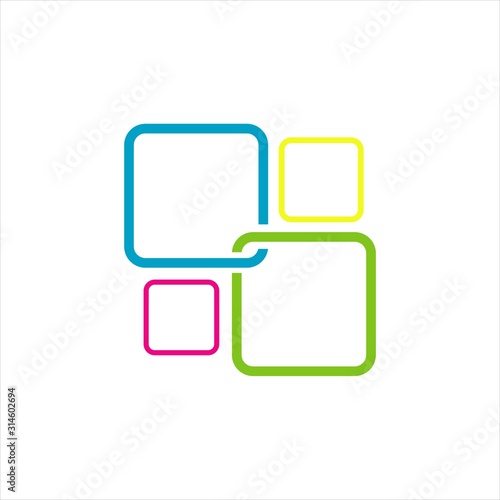 colorful square block chain link Logo template stylish vector design