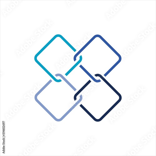 colorful square block chain link Logo template stylish vector design