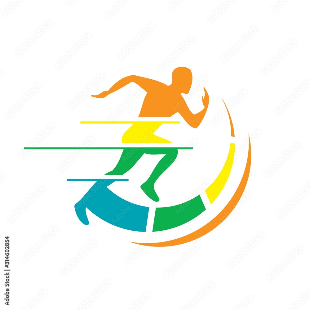 abstract healthy people of running man logo design vector illustrations