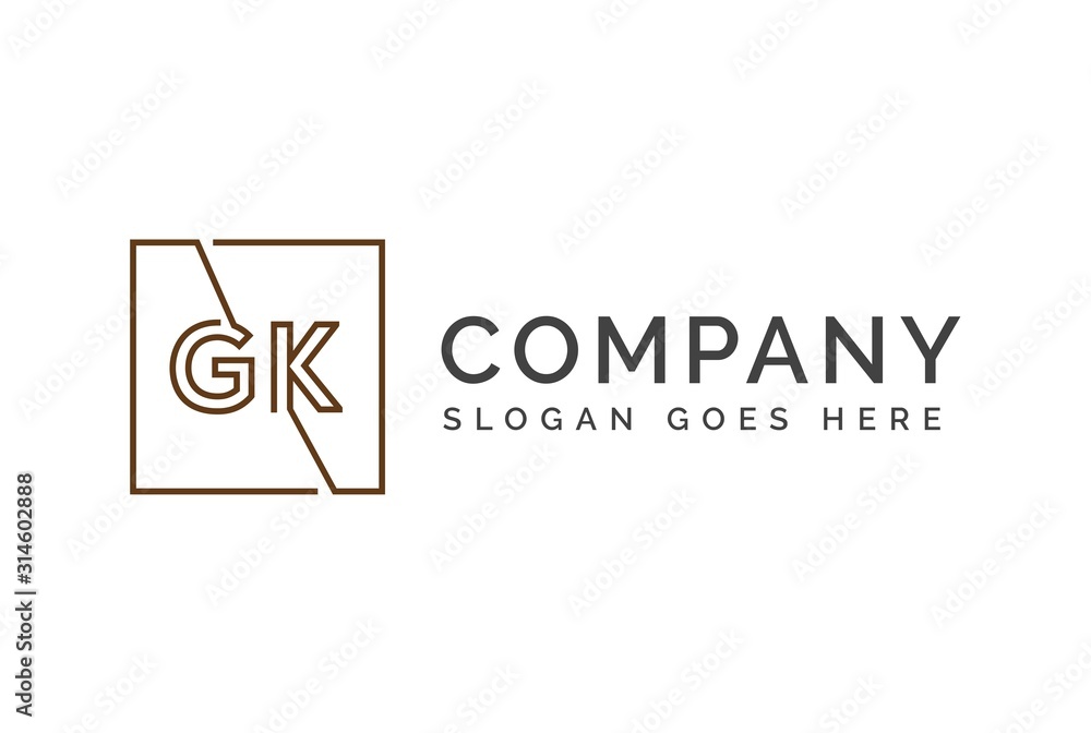 Brown square initial letter GK line logo design vector graphic Brown square initial letter GK line logo design vector graphic