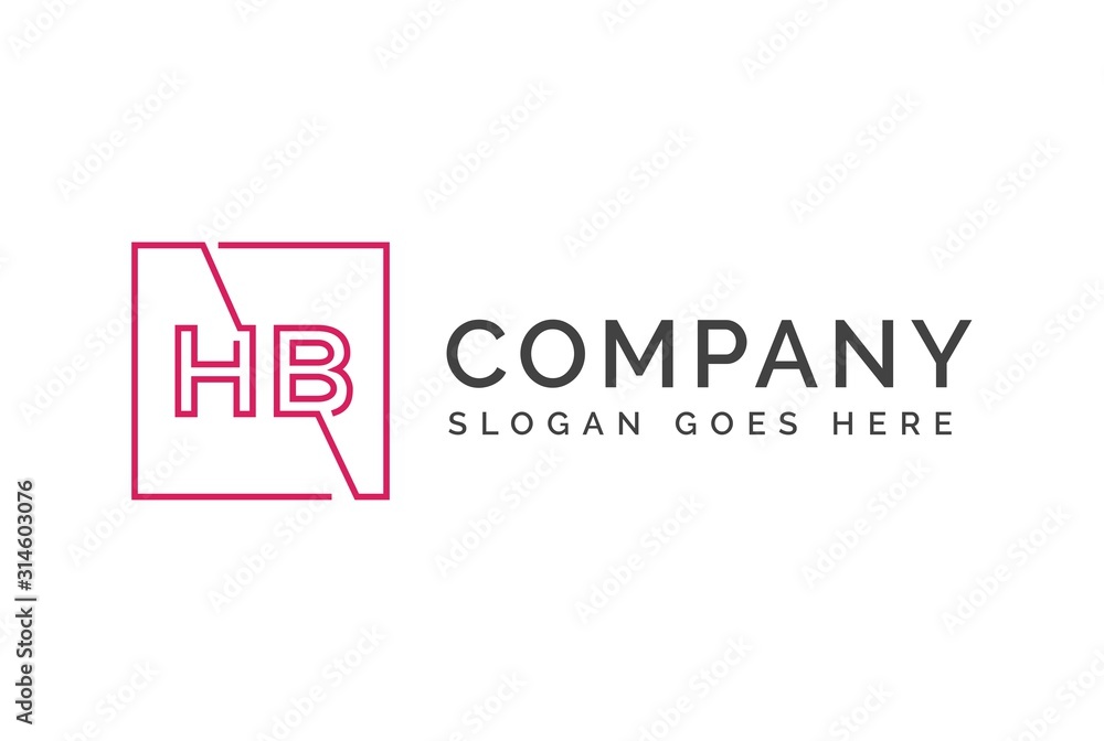 Pink square initial letter HB line logo design vector graphic Pink square initial letter HB line logo design vector graphic