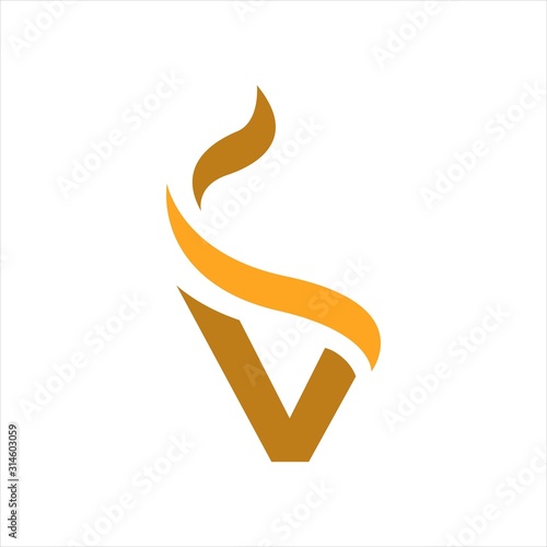 e cigarette vaporize vape logo design vector burning initial V icon symbol graphic