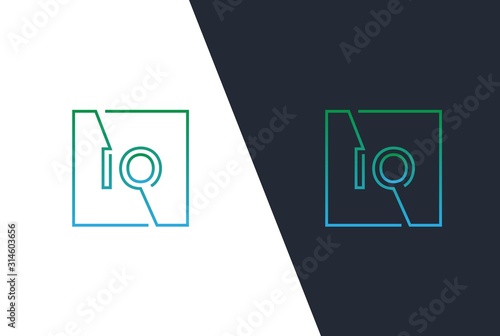 Green blue gradient square initial letter IO line logo design vector graphic