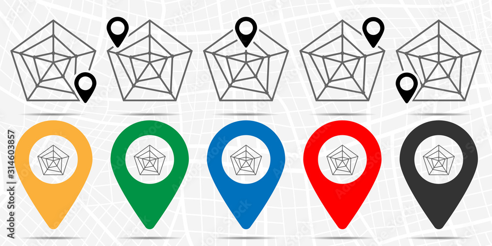 Radar chart icon in location set. Simple glyph, flat illustration ...