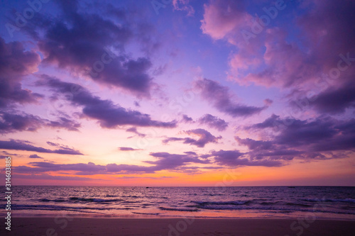Fototapeta Naklejka Na Ścianę i Meble -  beautiful sunset at Na Tai Beach Phang Nga