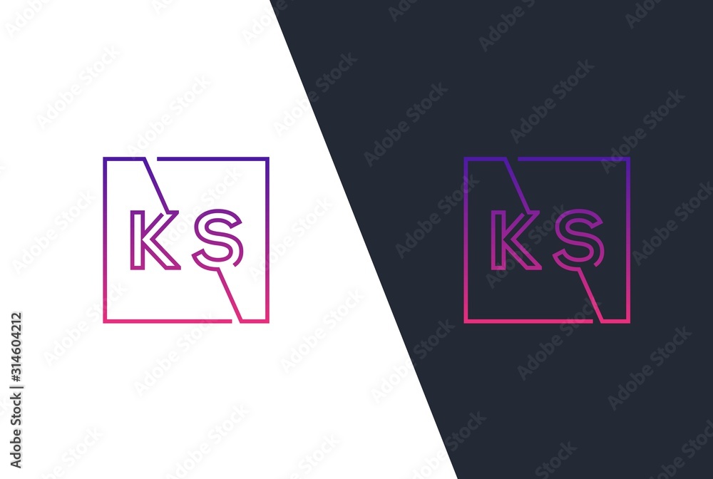Purple gradient square initial letter KS line logo design vector graphic Purple gradient square initial letter KS line logo design vector graphic