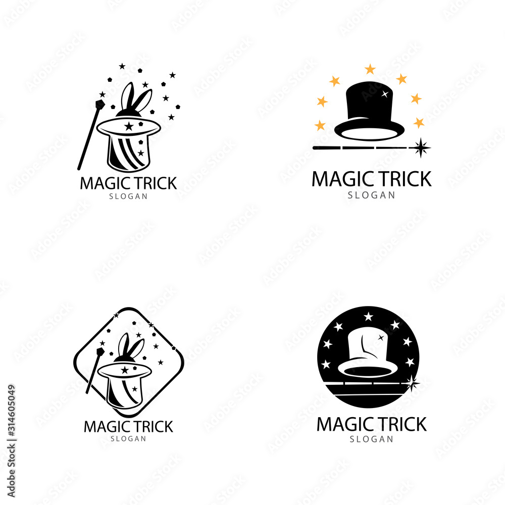 Illustration of magic hat with wand Illustration of magic hat with wand