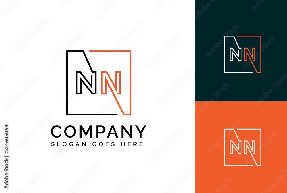 Orange black square initial letter NN line logo design vector graphic Orange black square initial letter NN line logo design vector graphic