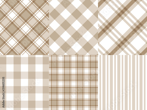Checkered ,Gingham,Stripe brown and white pattern background,vector illustration