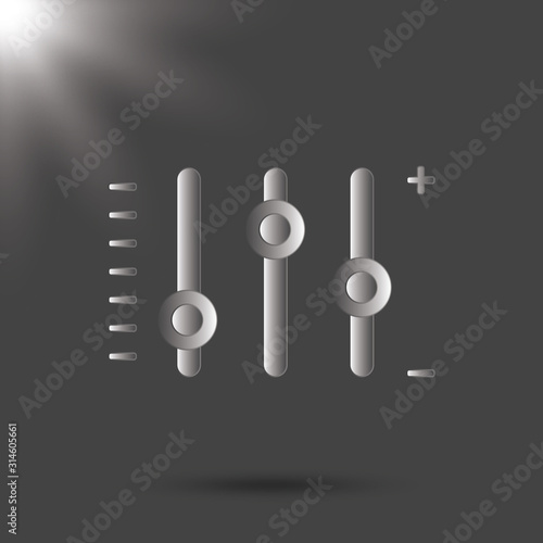 Vector illustration of glossy slider infographic elements. Black and white icon