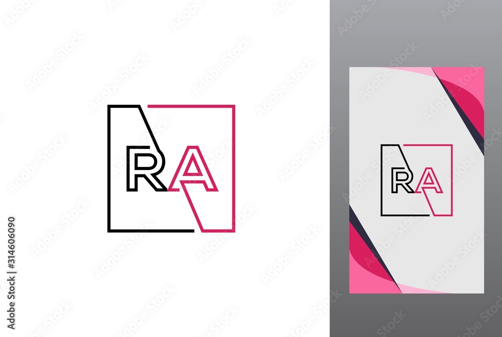 Pink black square initial letter RA line logo design vector graphic Pink black square initial letter RA line logo design vector graphic