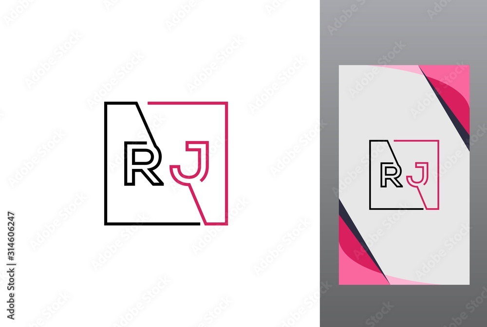 Pink black square initial letter RJ line logo design vector graphic Pink black square initial letter RJ line logo design vector graphic