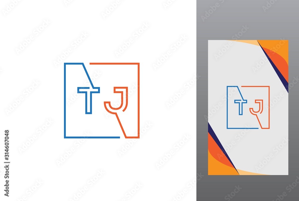 Blue orange square initial letter TJ line logo design vector graphic Blue orange square initial letter TJ line logo design vector graphic