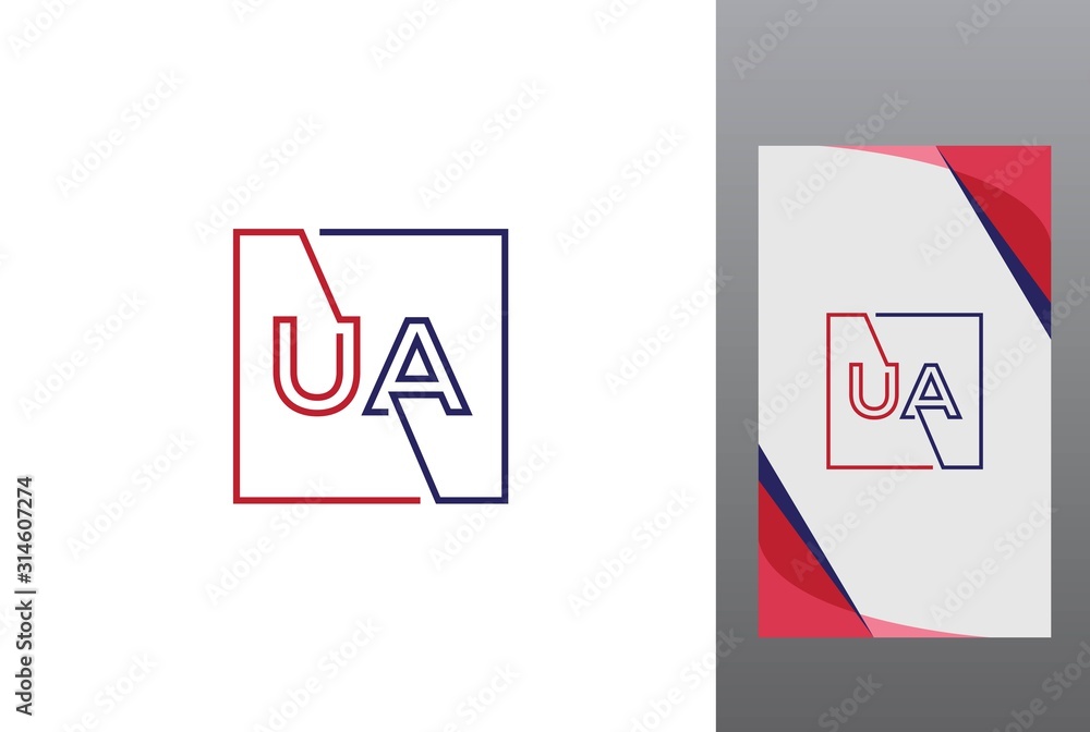 Red blue square initial letter UA line logo design vector graphic Red blue square initial letter UA line logo design vector graphic