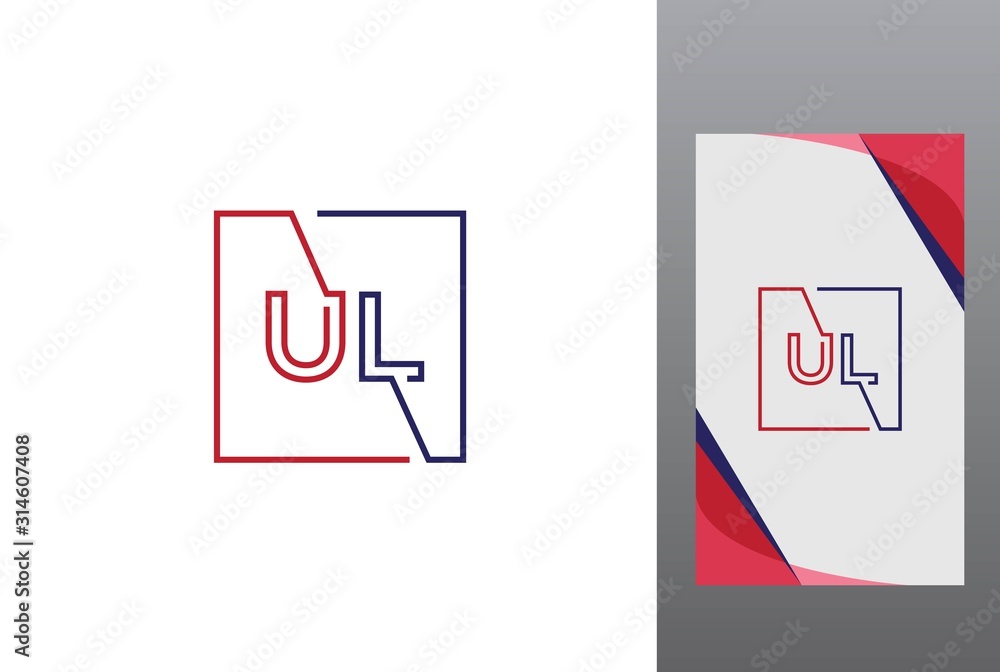 Red blue square initial letter UL line logo design vector graphic Red blue square initial letter UL line logo design vector graphic