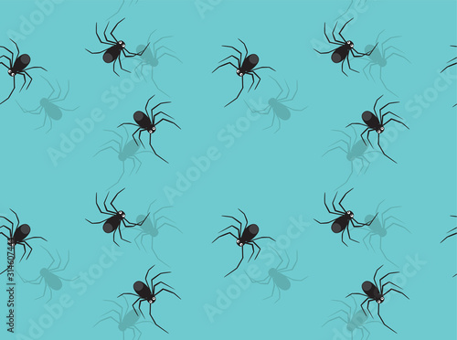 Spider Crawling Cartoon Vector Seamless Background Wallpaper-01 © bullet_chained