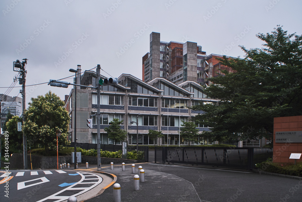Fototapeta premium Urban street view with a mix of historical and modern buildings