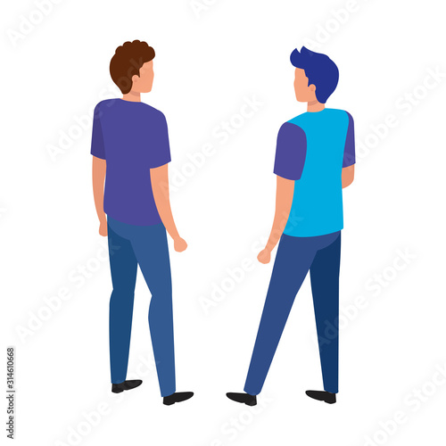 back young men avatar character icon vector illustration design