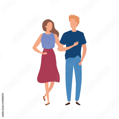 young couple avatar character icons vector illustration design © Gstudio