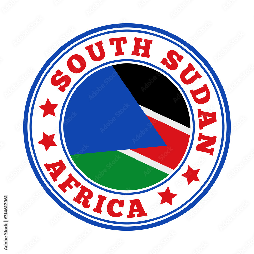 South Sudan sign. Round country logo with flag of South Sudan. Vector illustration. South Sudan sign. Round country logo with flag of South Sudan. Vector illustration.