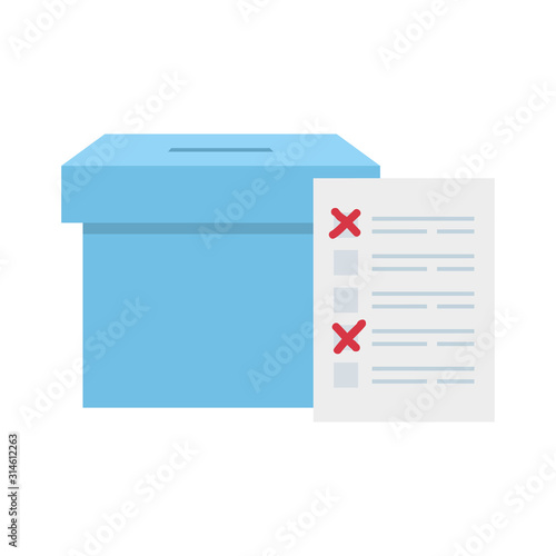 ballot box with vote form isolated icon vector illustration design