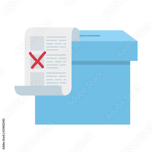 ballot box with vote form isolated icon vector illustration design