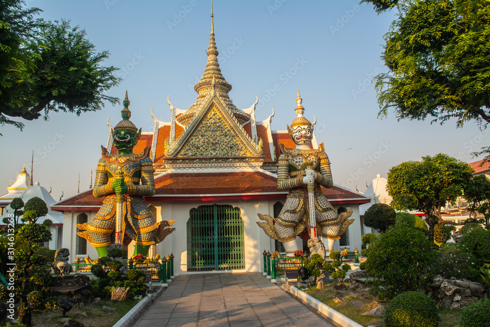 Wat Arun or Temple of Dawn is a beautiful Buddhist temple and landmarks of Bangkok in Thailand 