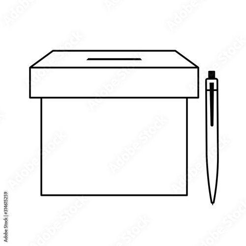 ballot box with pen isolated icon vector illustration design