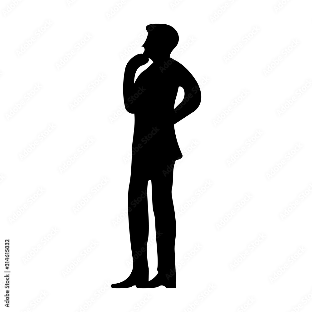 Businessman Silhouette Concept Icon and Label. Business People Symbol, Icon and Badge. Black and Simple Vector illustration