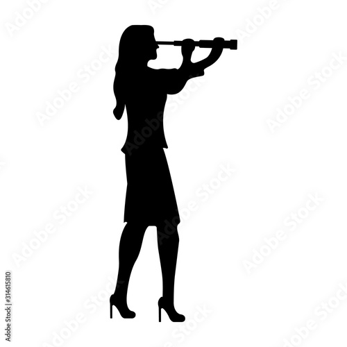 Businesswoman Silhouette Concept Icon and Label. Business People Symbol  Icon and Badge. Black and Simple Vector illustration