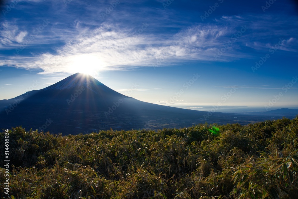 ダイアモンド富士　竜ヶ岳　富士山　日の出