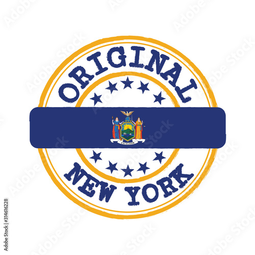 Vector Stamp of Original logo and Tying in the middle with New York flag.