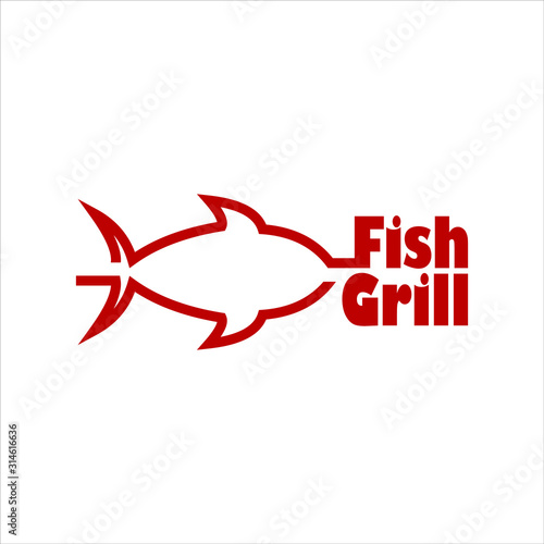 simple grill fish restaurant logo template. food and drink business icon inspiration, seafood culinary sticker idea
