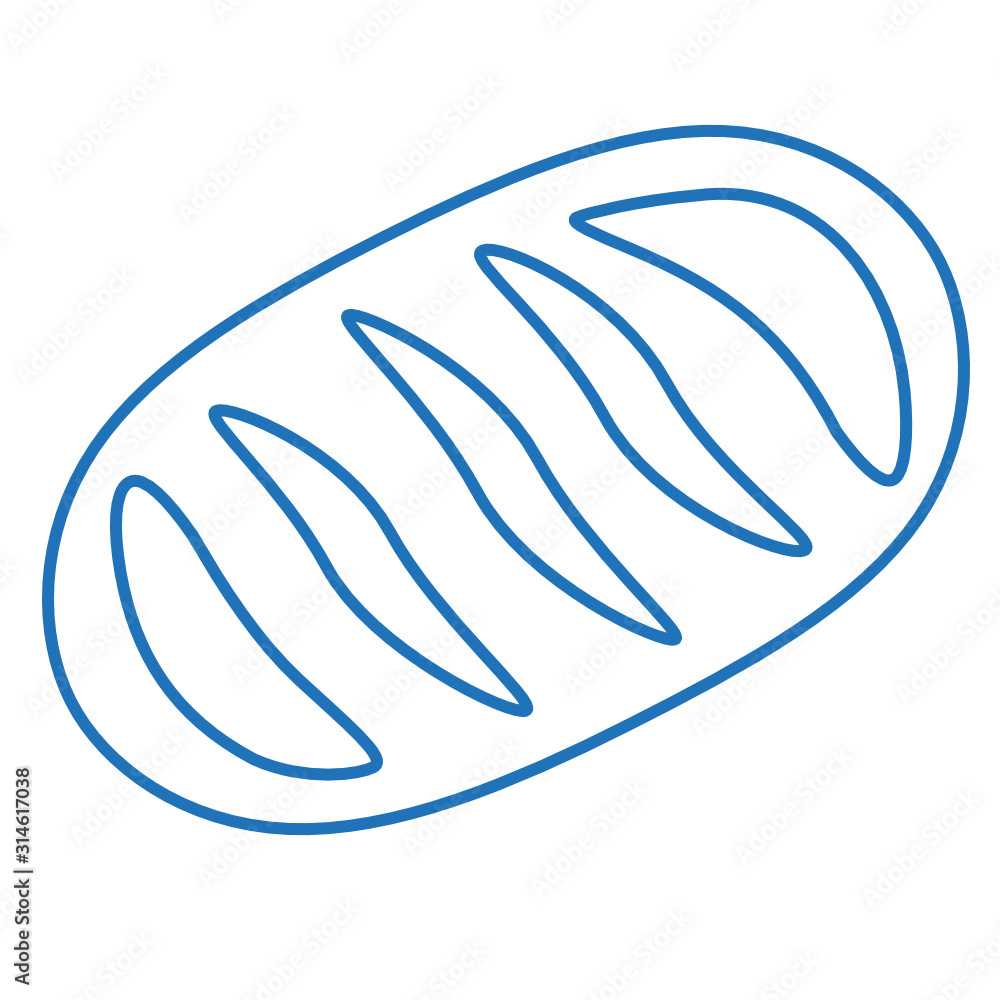 loaf of bread, blue linear icon on white isolated background loaf of bread, blue linear icon on white isolated background