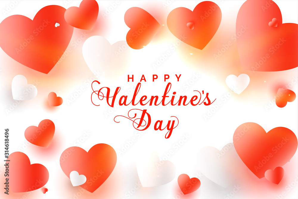 happy valentines day white and red hearts background